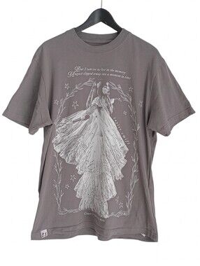 Taylor Swift Grey Folklore Album Rhinestone Print Graphic Tee Size L